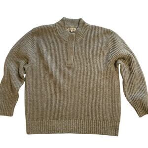 Madewell Gray Mockneck Button Up Sweater Mens L NWOT